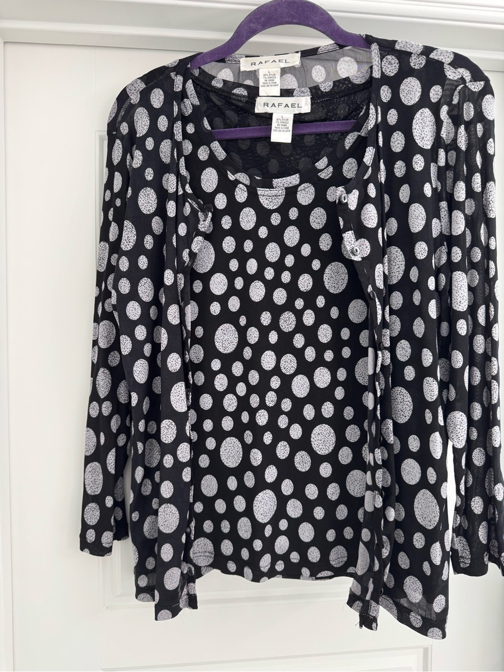 Rafael Black & Silver Polka Dot Women's sweater set